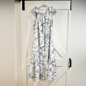 Nothing Fits But Maternity Maxi Dress Floral and Birds Size S/M Cotton Linen